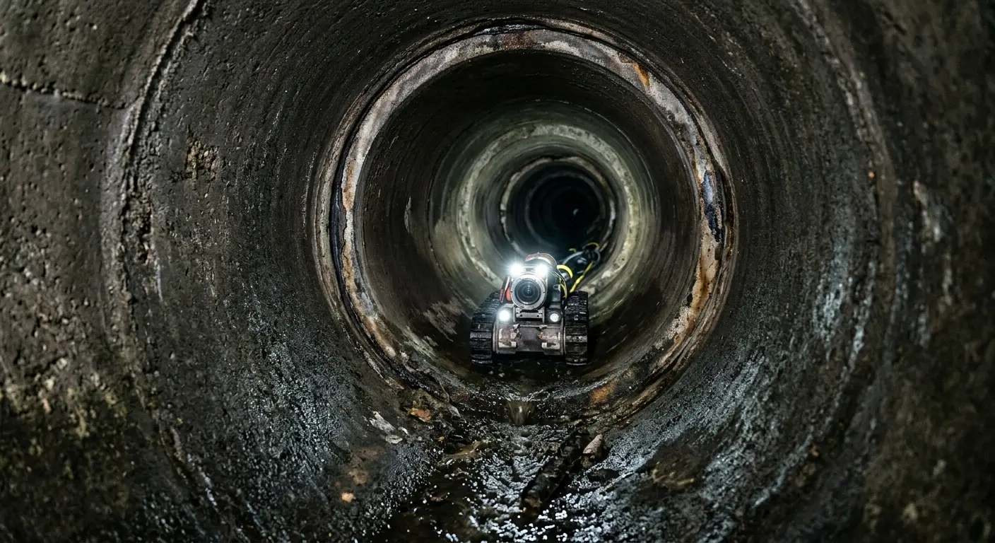 Robotic sewer camera inspecting pipe interior for Sewer Line Repair in Los Angeles